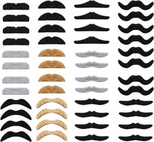 Whaline 48 Piece Self Adhesive Fake Mustache Set Novelty Mustaches for Costume a
