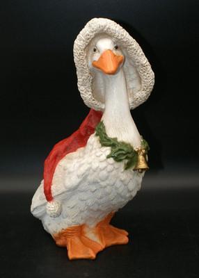 Vintage Christmas Goose Decor Indoor Outdoor Resin 12 Inches Tall Cute