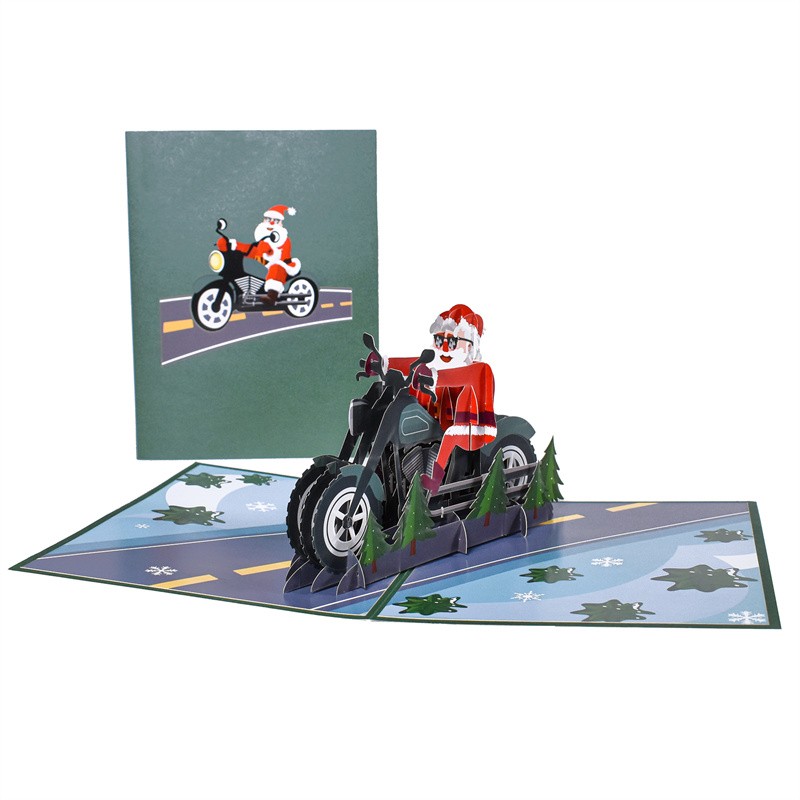 Fast & Festive Santa’s Motorcycle 3D Pop Up Christmas Card