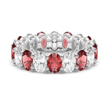 Sterling Silver 925 Ruby Brilliant-Cut Oval 6x4mm Full Eternity Band Ring