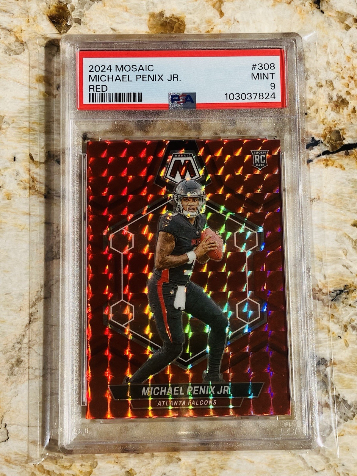 2024 Panini Mosaic - Rookies Michael Penix Jr. #308 Red Mosaic Prizm (RC) PSA 9