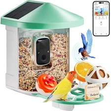 Smart Bird Feeder with Camera, 2K HD AI Identify 10000+ Bird Species, Solar-Powe