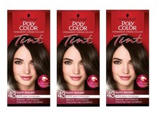 Image of 3x Schwarzkopf Poly Color Tint Hair Dye 43 Dark Brown Permanent Multi Pack