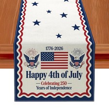 Patriotic Table Runner Decor,250th Anniversary 4th of July American Flag Summ...