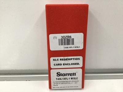 STARRETT Mechanical Outside Micrometer T436.1XFL-1 W/SLC, 0 in to 1 in, Inch