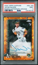 2025 Topps Chrome Sapphire Orange Jacob Wilson #RA-JWI /25 RC Auto PSA 9 