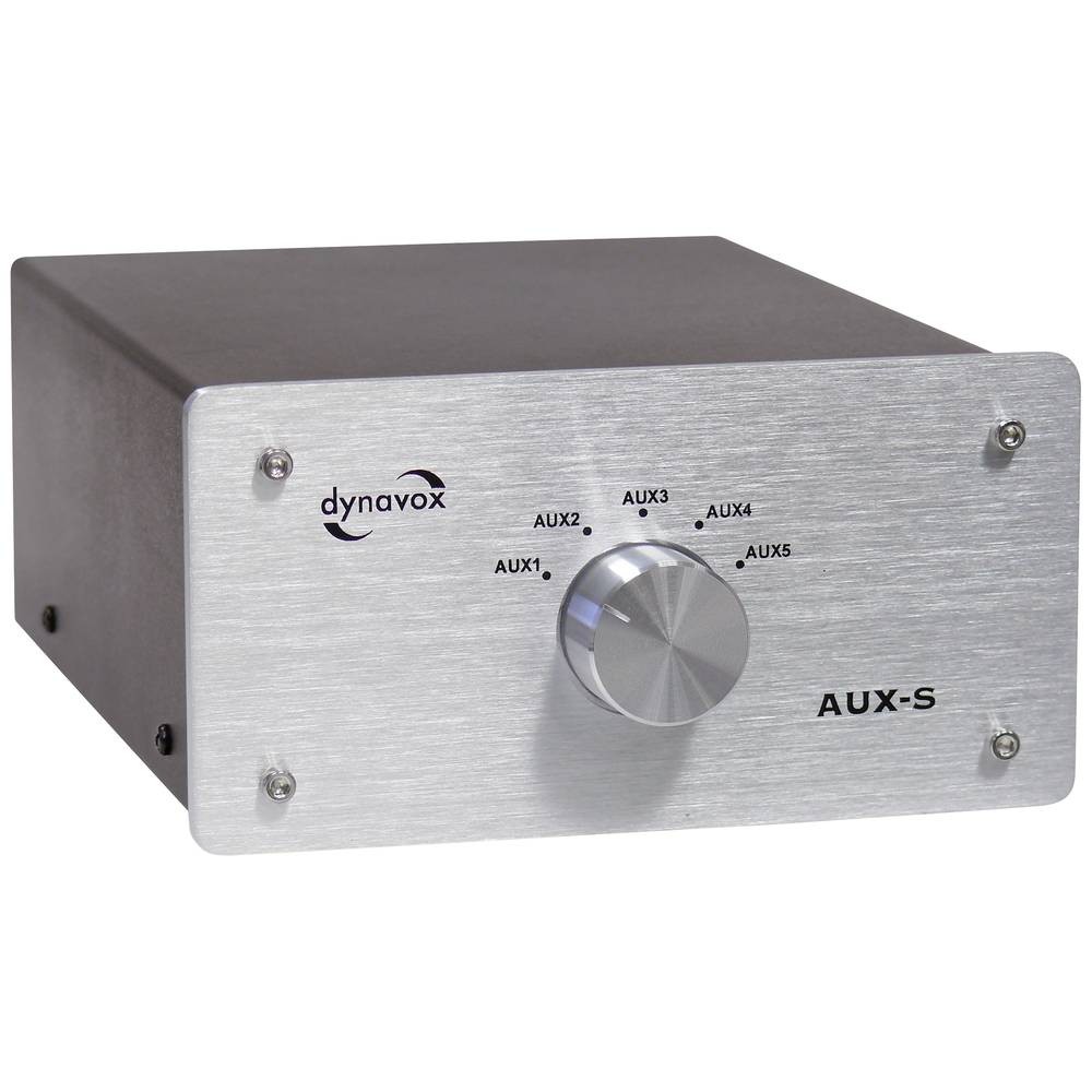 Dynavox AUX-S Commutateur RCA audio avec boîtier métallique argenté