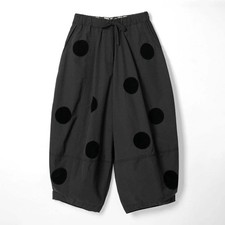 IMAKOKONI Black Polka Dot Balloon Pants Women Elastic Waist Drawstring Wide Leg