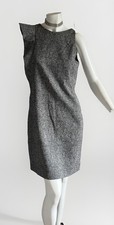 Emporio Armani Italy Gray Shift Dress Asymmetric Sleeve Virgin Wool IT 44 US 8