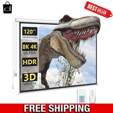 120-Inch Electric Projector Screen with Remote - 4K HD & Motorized Design