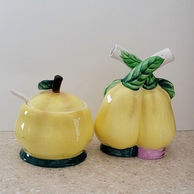Vintage Anthropomorphic Py Japan Ceramic Oil & Vinegar Pears