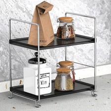 2Tier Standing Rack Organizer Shelf Silver Black Bathroom Countertop Spice