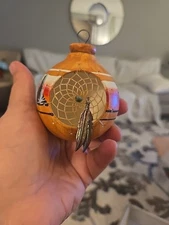 Handmade Navajo Christmas Ornament Dreamcatcher Signed Blackhorse Native America