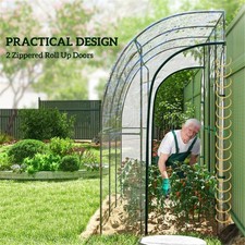 Greenhouse Lean-To Walk-In Tunnel Green 214x118x212cm Steel Frame Plastic 2-Door