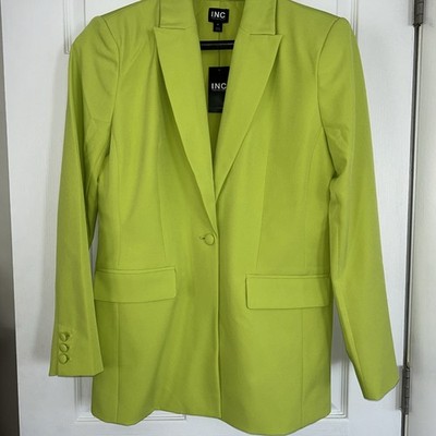 INC International Concepts Women's One-Button Blazer Sz M Color Green Onion