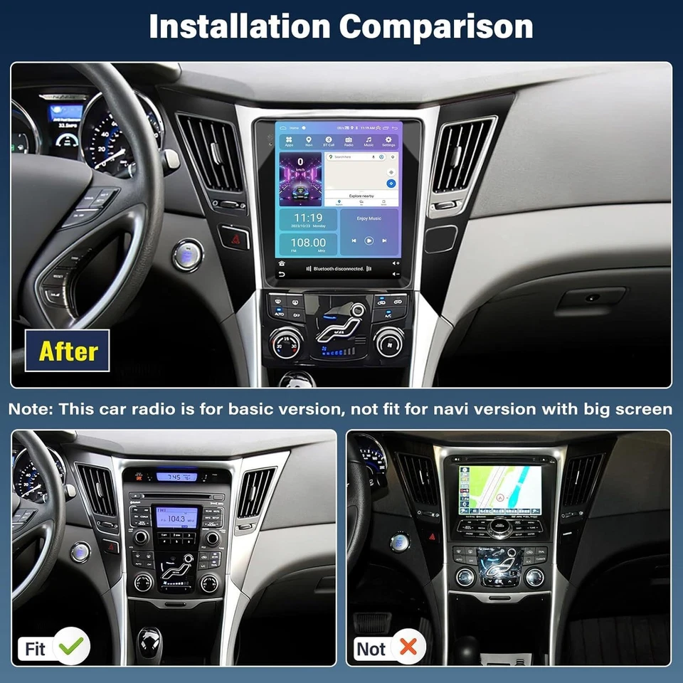 For 2011-2015 HYUNDAI SONATA Apple Carplay Car Radio Android 13 Navi GPS Player - Image 2 of 4