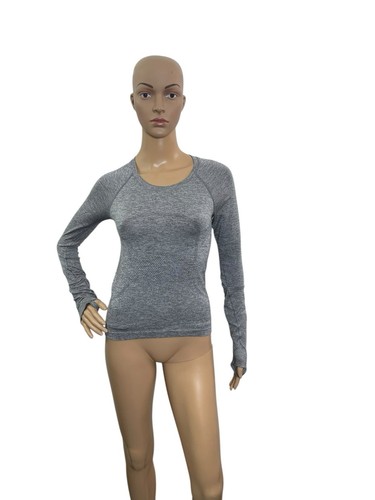 Lululemon Swiftly Tech Damen Größe 2 Langarm grau kurzes Laufshirt