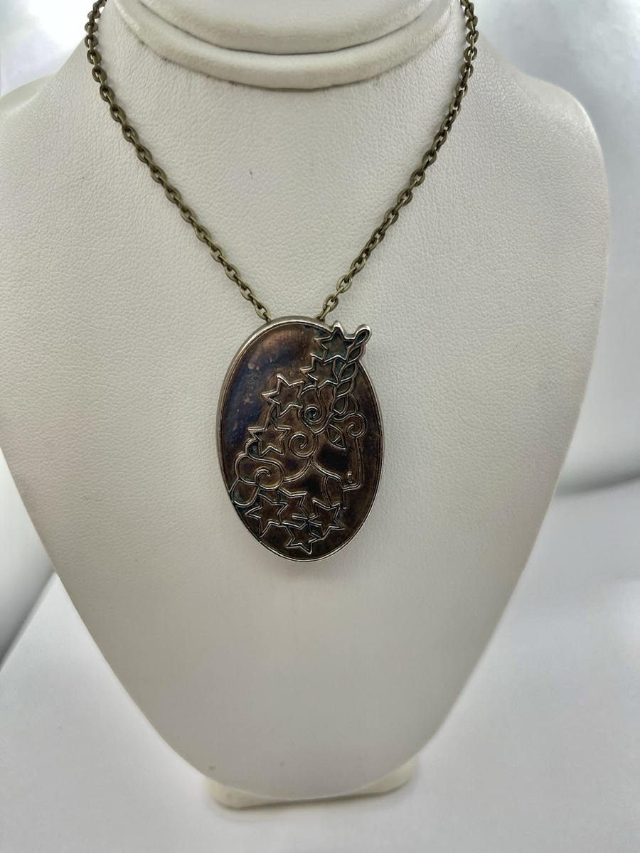 Vintage Tri-Chem Abstract Modernist Unicorn Pendant Necklace Brooch 18” View 4