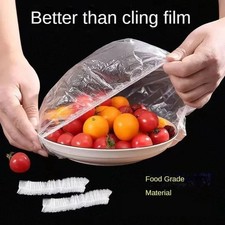 100Pcs Reusable Disposable Food Covers Elastic Plastic Wrap Lids Bowls Plate