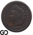 1864-L Indian Head Cent Penny, Pointed Bust, Tough Variety