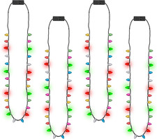 24PCS Christmas Light up Necklace, Glow Bulb Necklaces Xmas Accessories
