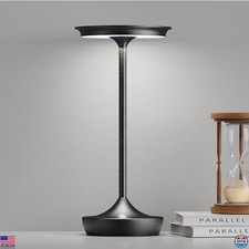 Rechargeable LED Cordless Table Lamp - 6000mAh Battery, 3 Color Dimming, Black