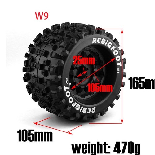 Juego de 4 neumáticos y ruedas Monster Truck escala 1/8 para E-Revo/Outcast/Trineo/Kronos - Imagen 4 de 17