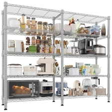 5 Tier Storage Shelves, Heavy Duty Wire Shelving Unit, Adjustable Metal Shelv...