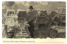 Cape Ann, Mass. postcard: Uncle Joe, oldest Lobster Fisherman, ca 1910