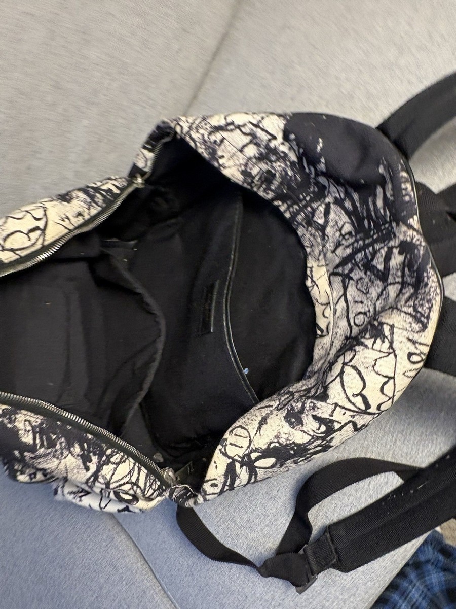 Saint Laurent YSL Graffiti Backpack Black White Zip for Men | eBay