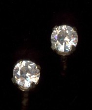 14K Solid Yellow Gold 3mm Round Clear Crystal CZ Solitaire Stud Earrings js