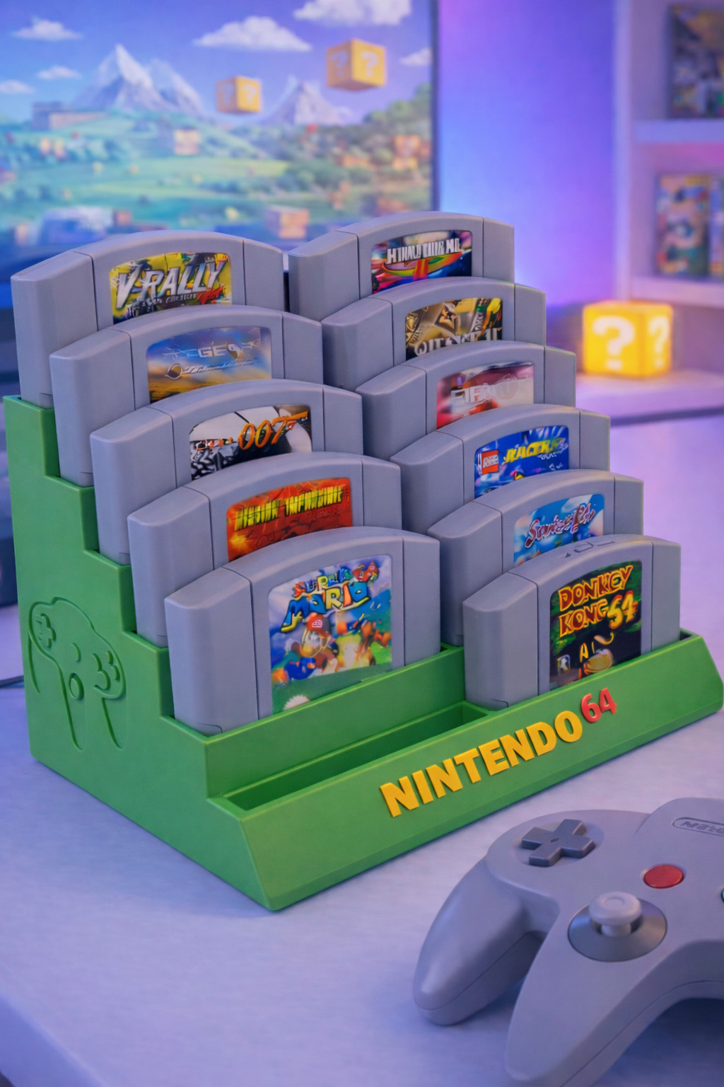 Nintendo 64 Cartridge Holder 12 Games | N64 Game Organizer Stand
