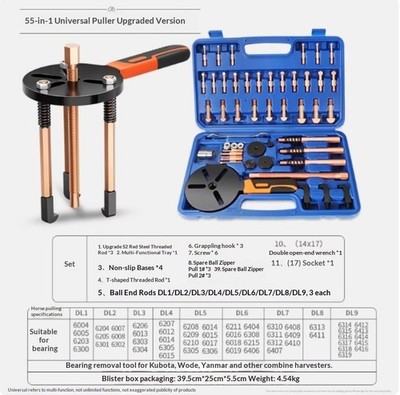 Multi-Function Ram Three-Jaw Bearing Removal Tool with Slide Hammer Extractor