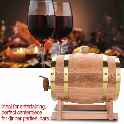 3L Vintage Oak Wood Barrel with Stand and Tap for Whiskey Rum Wine Storage - Picture 3 of 12