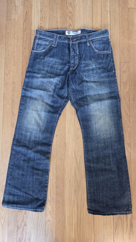 EUC Y2K Skater ARTFUL DODGER JEANS Baggy Denim  Sz 36 JNCO Leather Pocket 