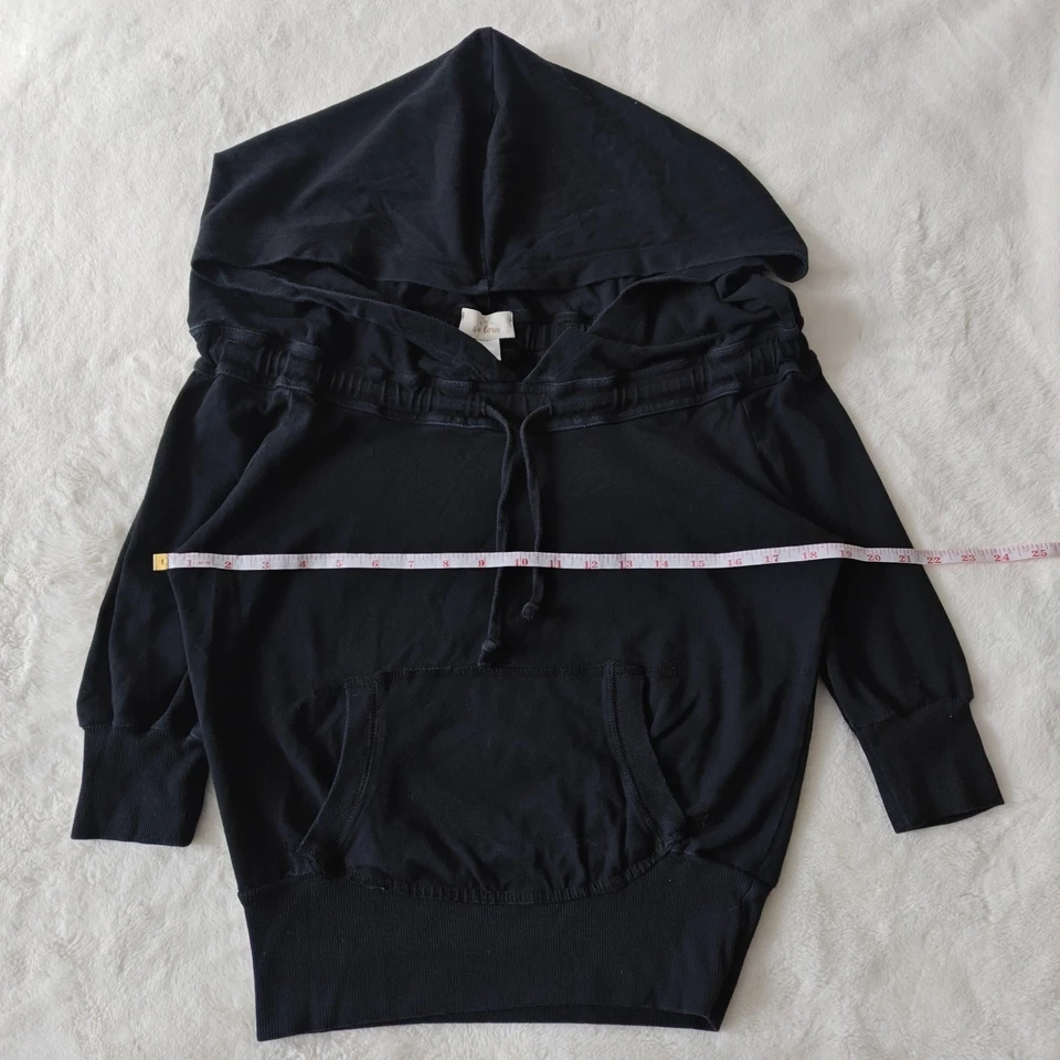 Suéter con capucha para mujer So Low fuera del hombro negro manga 3/4 sudadera con capucha Y2K Foto 4 de 4