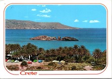 Sitia Greece Palm Trees Beach Sea Landscape Vintage Crete Postcard