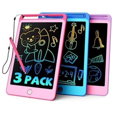 3 Pack LCD Writing Tablet for Kids, 8.5 Inch 6"W x 8.8"H Blue pink purple