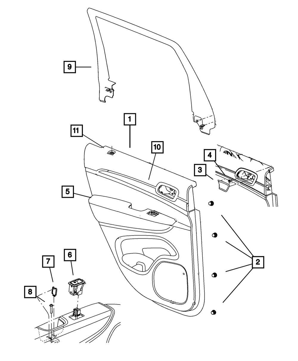Genuine Mopar Rear Door Trim Panel Assembly Right 5LL80DX9AB
