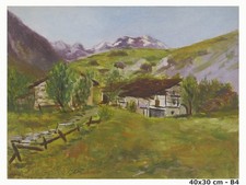QUADRO PAESAGGIO ALPINO DATATO 1965 PITTORE PIEMONTESE E. BERTOLINO OLIO B4