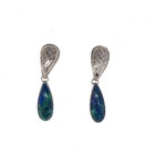 Sajen Sterling Silver Articulated Denim Lapis Basket Weave Leaf Pendant Earrings — photo 4
