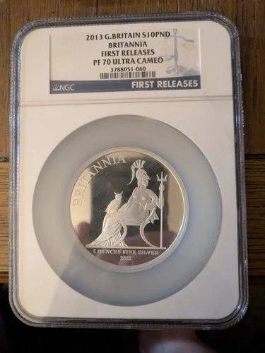2013 Great Britain S10PND Britannia First Releases NGC PF70UCAM 5 Oz SILVER Coin
