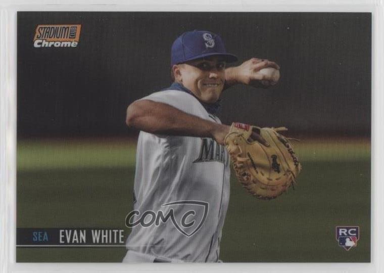 2021 Topps Stadium Club Chrome Orange Refractor 84/99 Evan White #43 8k4