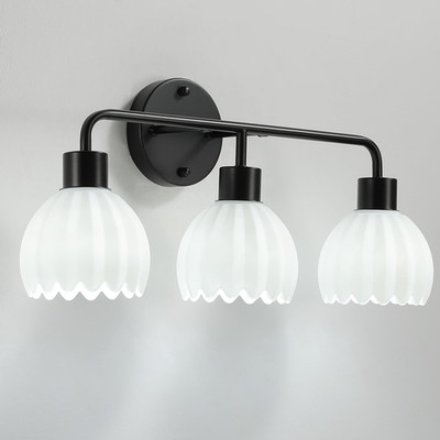 Vivihobb Black 3-Light Vanlity Light Over Mirrorwall Sconcesmodern Bathroom