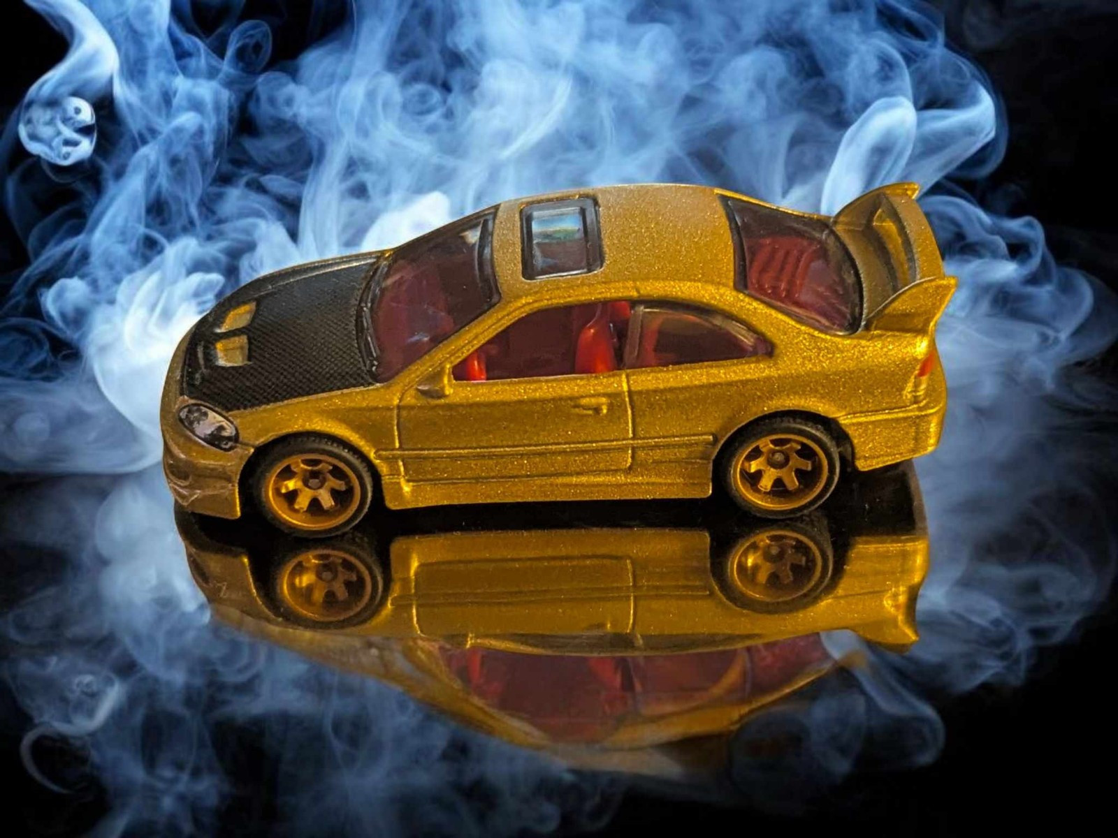Hot Wheels 2024 Custom Honda Civic Si Gold Wheel Swap “Real Riders” Loose