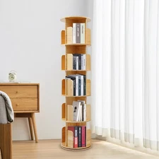 360° Rotating Bookshelf 5 Tier Floor Standing Bookcase Freestanding Display Rack
