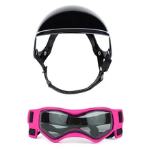 Protective Dog Helmet Goggles Set for Biking, Outdoor Safety Gear - ABS Impact R