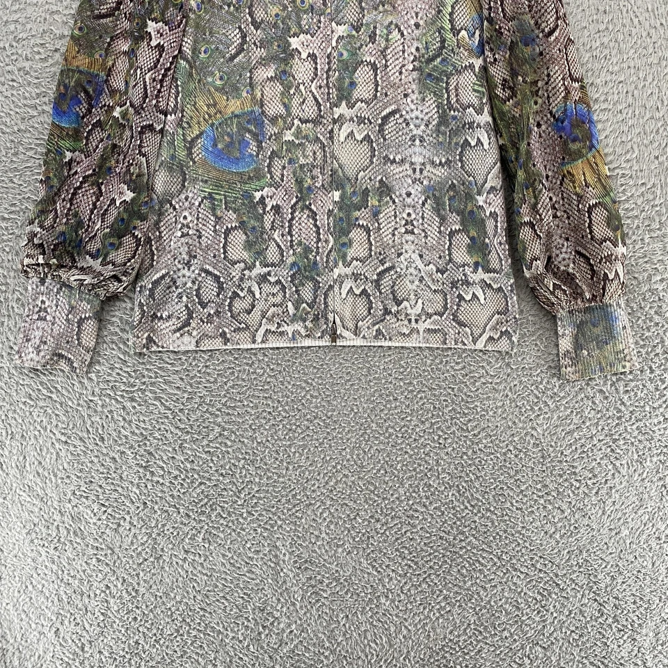 Alberto Makali Y2K Hoodie Womens Large Snake Peacock Zip Sweatshirt Mesh Angora - Image 3 of 4