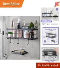 Bathroom Shower Organizer Stainless Steel No Drill Rustproof 4 Hooks Storage