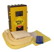 50 Litre Chemical Hazmat Spill Kit in a Durable Wall Cabinet - Essential Spill